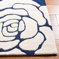 Tapis en laine tufté à la main, design personnalisé, motif abstrait bleu et blanc, tapis moderne pour salon, chambre à coucher, décoration de sol, pour pique-nique