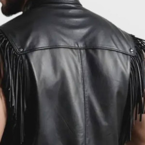 Veste en cuir PU noir pour homme, style motard, col montant, fermeture éclair, sans manches, coupe ajustée, respirante pour l'hiver - Product Image 4