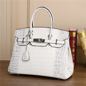 Bolso de Mano de Lujo con Patrón de Cocodrilo para Mujer, Elegante Bolso Tote con Correa Única, Decoración de Cadena y Cierre de Cremallera, Resistente al Agua - Product Image 1