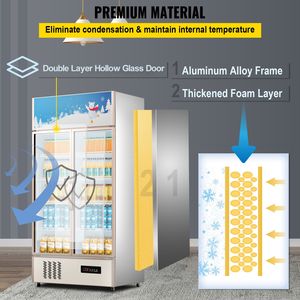 Frigorifero per Vini e Bevande con Porta in Vetro e Luce LED, per Casa e Ufficio, 23 Cu. Ft. Ft." - Product Image 4