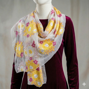 Foulard Hijab en Chiffon Brodé Floral avec Strass pour Femme, Châle Long Traditionnel Africain Respirant pour Usage Quotidien - Product Image 4