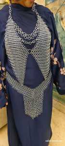 Women's Antique Modern Chainmail Mesh Dress Silver-Plated Steel Embossed Shape Customized Logo Renaissance Festival Costume Home - Product Image 3