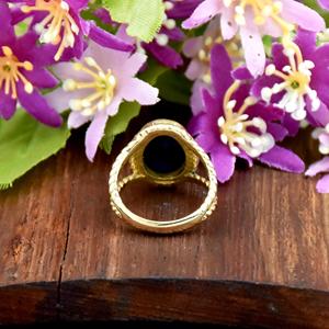Blue Sapphire <b>Ring</b> Gold Vermeil Oval Gemstone <b>Statement</b> <b>Ring</b> September Birthstone Gift for Her - Product Image 4
