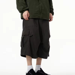 <b>Cargo</b> <b>Shorts</b> <b>Women</b> <b>Black</b> Loose Fit Mid Waist Elastic Waist Streetwear Style Canvas Material Breathable Pockets Design - Product Image 2