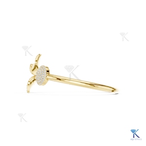 Lab Grown Diamond Floral Open <b>Cuff</b> Bangle 14K 18K Solid Gold Fine Unisex Luxury Butterfly Flower Jewelry Gift - Product Image 3