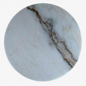 Ensemble de deux tables basses rondes en marbre blanc avec base en métal finition argentée, durables et résistantes, table basse centrale. - Product Image 6