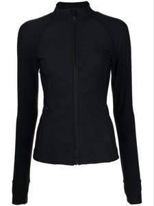 Women Full Zip Seamless Windproof <b>Yoga</b> <b>Jacket</b> Skinny Fit Stand Solid Color Front Long Sleeve Thumb Holes 220g Activewear Gym - Product Image 6