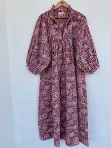 Femmes filles pur coton Maxi robe indien bloc imprimé décontracté été soirée à la mode nouvelle vente en gros longue robe mi-longue - Product Image 5