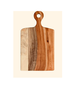 Planche à découper en bois de forme ronde avec poignée, légère, pour légumes/viandes/fromages - Product Image 2