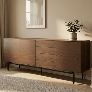 Armoire de rangement convertible scandinave en bois de teck massif Hoshi, écologique, pour chambre à coucher et salon - Product Image 2