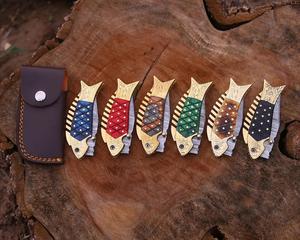 Nordic Forge Damascus Steel <b>Folding</b> <b>Knife</b> Leather Sheath Pakka Wood Handle Handmade Pocket EDC Hunting Camping <b>knife</b> OEM ODM - Product Image 5
