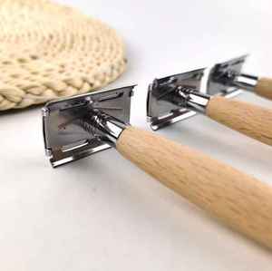 Wholesale High-Quality Safety <b>Razor</b> with Wooden Handle and Stainless Steel Blades for Professional Shaving Face, Body Use - Product Image 2