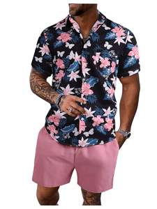 Conjunto de Camisa de Manga Corta con Estampado y Pantalones Cortos de Playa para Hombre, Combinación Casual de Verano para Vacaciones, Top Colorido, Conjunto de Dos Piezas para Hombre - Product Image 6