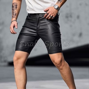 กางเกงขาสั้นหนังระบายอากาศสำหรับผู้ชายกางเกงขาสั้นหนังแฟชั่นตามท้องถนนออกแบบได้ตามต้องการ - Product Image 3