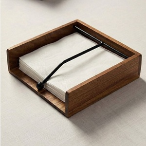 Porte-serviettes en bois style ferme moderne, plateau à mouchoirs plat ouvert pour cuisine et salle de bain - Product Image 6