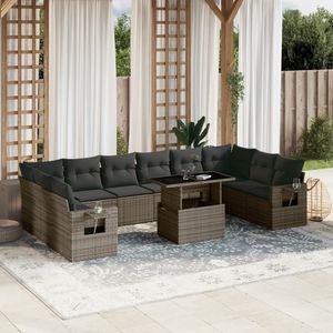 Juego de Sofás de Jardín de Ratán PE Gris con Reposabrazos Ajustables Grandes, Muebles de Exterior Premium con Asientos Cómodos - Product Image 1