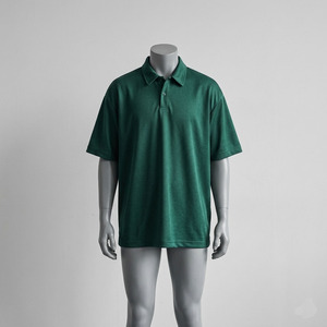 Polo homme vert uni à manches courtes en coton Oxford, décontracté, respirant, coupe classique, tissé uni teint - Product Image 2