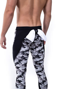 Pantalon de yoga respirant de haute qualité pour homme, legging de sport compressif avec poches, taille élastique, en coton/fibre de bambou - Product Image 3