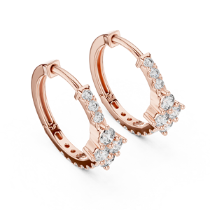 Boucles d'oreilles clous en or rose avec diamants ovales, bijoux en diamants blancs pour mariage, fête ou cadeau - Product Image 4