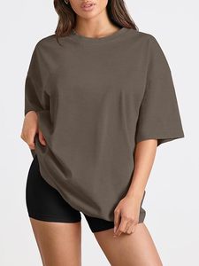 Camiseta Holgada de Cuello Redondo y Manga Corta para Mujer, 100% Algodón Jersey, Color Sólido, Transpirable, para Todas las Temporadas - Product Image 6