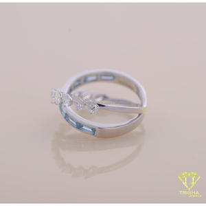 แหวนหมั้นเพชรโมอิสซาไนต์ทรงลูกแพร์ประดับเพชรสองวงรอบทองคำขาว 14K แหวนแต่งงานสองเม็ดสำหรับผู้หญิง - Product Image 3