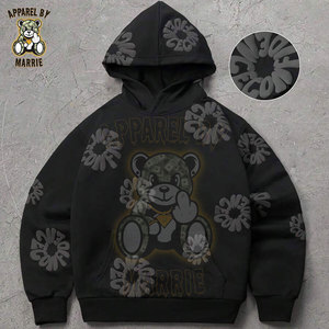 Sudadera con Capucha de Alta Calidad con Estampado Puff para Hombre, Personalizada, Mezcla de Algodón y Felpa, Gruesa, para Invierno, Estilo Urbano, OEM - Product Image 4