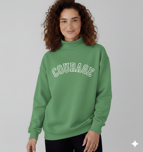 Sweat-shirt rose à col roulé pour femme, manches longues, tricoté, imprimé lettres Courage, pour l'automne, en coton respirant - Product Image 3
