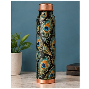 ขวดน้ำทองแดงลายดอกไม้สีชมพูแบบพกพาพร้อมฝาปิด ขวดลายดอกซากุระ - Product Image 5