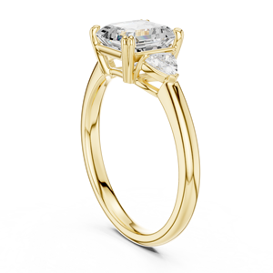 Anillo de Compromiso de Oro de 14K para Mujer, Diamante Cultivado en Laboratorio Certificado por IGI, Corte Asscher de 2CT con Corte Trillón Lateral, Aniversario, Boda - Product Image 2