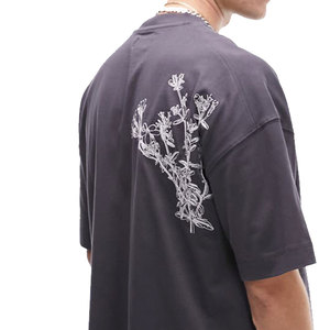 เสื้อยืดผู้ชายสไตล์สตรีทแวร์ ผ้าฝ้าย 100% พร้อมโลโก้แบบกำหนดเอง เสื้อยืดโอเวอร์ไซส์สไตล์วินเทจสำหรับผู้ชาย - Product Image 5