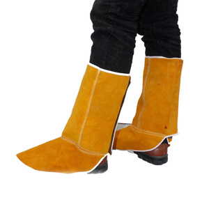 Heat and Abrasion Resistant Full Coverage Cowhide Split Leather Welding <b>Boot</b> <b>Covers</b> Protector Shoe <b>Covers</b> for Welders Clothing - Product Image 2