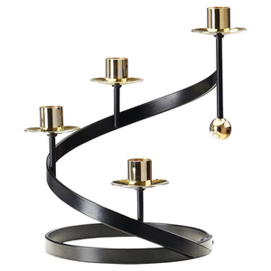 Porte-bougie conique vintage en fonte noire dorée polie, fait main, durable, portable, décoration d'intérieur, Noël, mariage - Product Image 1