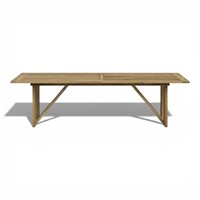 Table de salle à manger d'extérieur en teck massif de qualité supérieure, grande table rectangulaire de jardin avec base à tréteaux pour restaurant