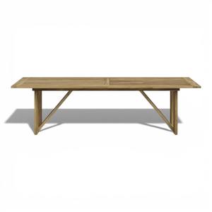 Table de salle à manger d'extérieur en teck massif de qualité supérieure, grande table rectangulaire de jardin avec base à tréteaux pour restaurant - Product Image 6