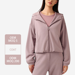 Sudadera con capucha y cremallera para mujer, capa de aire, 300 GSM, suave, manga larga, ropa deportiva, informal, cálida, para exteriores - Product Image 1