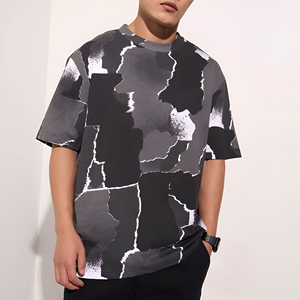 Men Oversized <b>Abstract</b> Print T Shirt Premium Streetwear Essential Wardrobe Piece Apparel Custom Logo Wholesale Supplier Oem Odm - Product Image 1