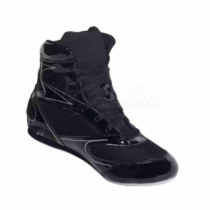 Chaussures de boxe noires à tige haute, à lacets, respirantes, en similicuir, pour l'entraînement, à prix abordable et avec service OEM ODM - Product Image 4