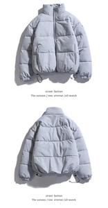 Men's Winter Puffer Jacket Stand Collar Windproof Thick Quilted <b>Coat</b> Casual Solid Color Polyester Wadding <b>Zipper</b> Closure - Product Image 4