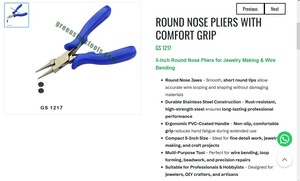 Pince à bec rond de 5 pouces, poignée confortable, en acier inoxydable, outil de bijouterie, outil artisanal pour la mise en forme et la pliage de fils |   Numéro d'article GS-1217 - Product Image 3