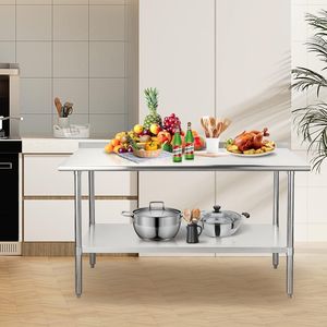 24X60 pollici tavolo da cucina commerciale in acciaio inox regolabile sotto scaffale Backsplash per uso Garage all'aperto del ristorante Hotel - Product Image 4