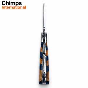 Cuchillos plegables hechos a mano de acero damasco y cobre de alta calidad, con mango de madera y punta de cuchillo tipo drop point, para caza, al por mayor. - Product Image 5