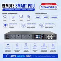 PDU Inteligente para Rack OEM Industrial 230V 13A con Enchufe UK BS1363, 8 Salidas, Monitoreo Individual, Servicio Remoto, SNMP, MQTT, RoHS, VDE, AI