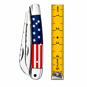 American Flag Multi-<b>Tool</b> Knife 4.5 Inch Stainless Steel 2 Blades Thumb Knob - Product Image 1