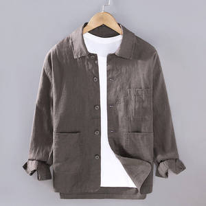 เสื้อเชิ้ตแขนยาวผู้ชายทรงปกติ สีพื้น ผ้าฝ้ายทอ 100% สีเขียว สวมใส่สบายๆ - Product Image 2