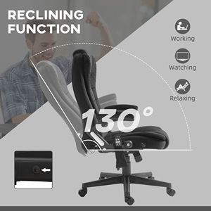 Sedia da Ufficio Direzionale Nera con Schienale Alto, Massaggio Vibrante a 6 Punti, Riscaldamento, Design Contemporaneo Confortevole in Velluto, Nylon e PU per Scrivanie - Product Image 6
