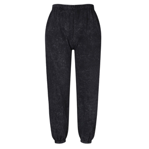 Pantalones rectos de cintura alta con cordón para mujer, lavados a la piedra, 100% algodón ecológico de 400g, con puños y logo personalizado en la pierna izquierda, estilo streetwear. - Product Image 1