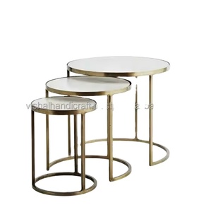 VISHAL HANDICRAFT Luxury Modern Home Decor Aluminium <b>Nesting</b> <b>Coffee</b> <b>Table</b> <b>Set</b> Living Room New Design Powder-coated Finish - Product Image 3