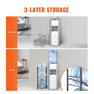 Portabottiglie d'acqua a 3 livelli per uso intensivo, per bottiglie da 5 galloni, a fila singola, per uso in cucina - Product Image 2