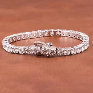 18k Yellow/ Rose/ White Rhodium Plated Moissanite Diamond Bracelet Round Cut Jewelry For Anniversary <b>Gift</b> To Women - Product Image 4