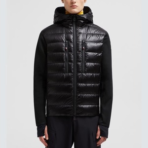 Veste matelassée à capuche noire pour homme, rembourrée de duvet, fermeture éclair, coupe-vent, vêtements d'hiver décontractés, coupe régulière, couleur unie - Product Image 3